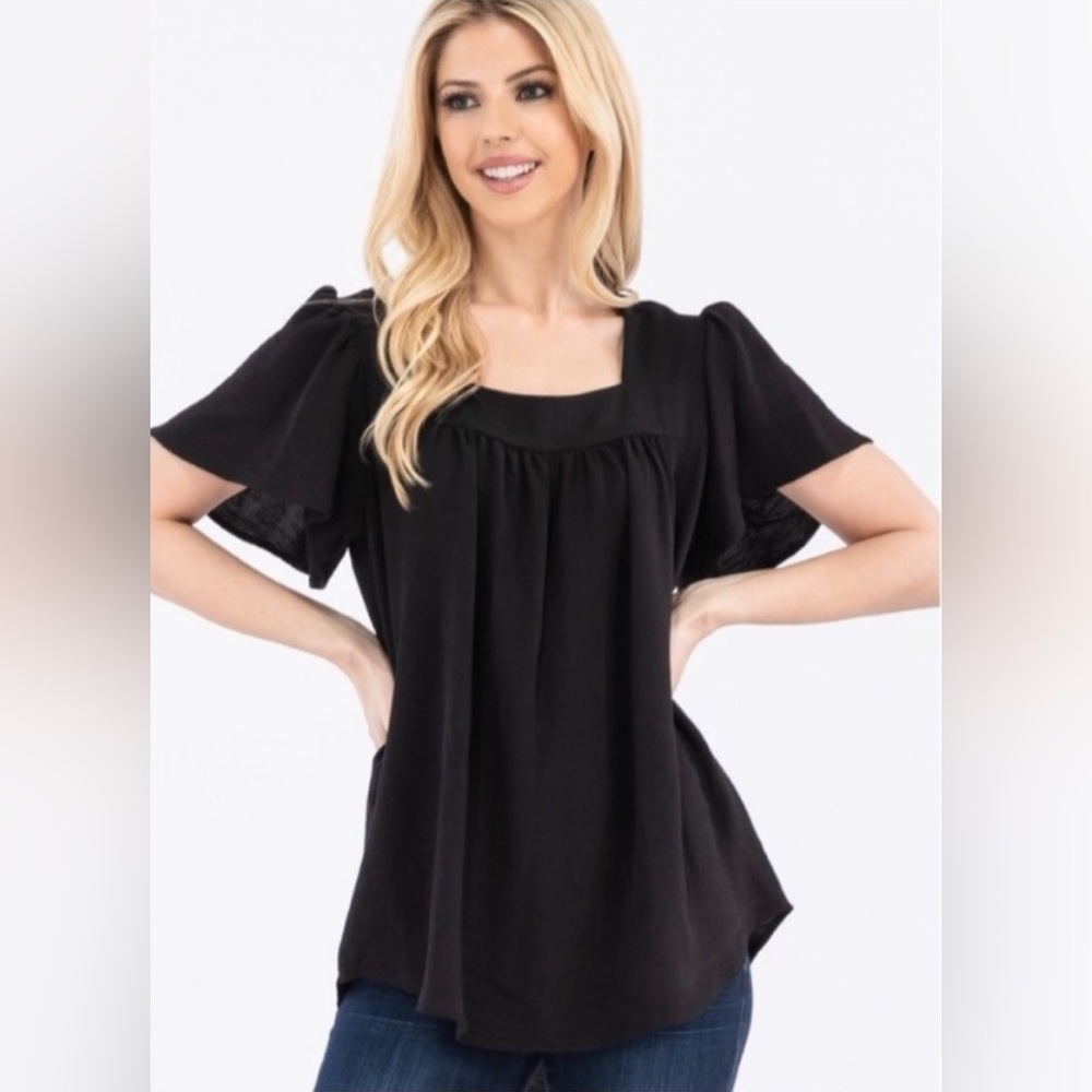 Black Flutter Blouse